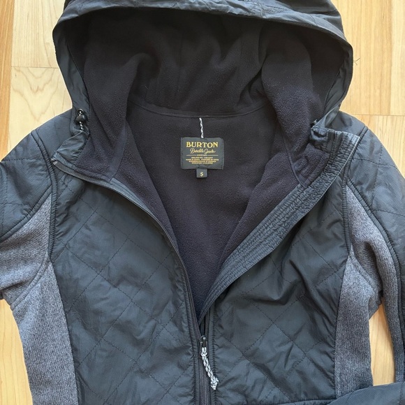 Burton Embry Fleece Black and Gray Long Hooded Jacket - Picture 7 of 16